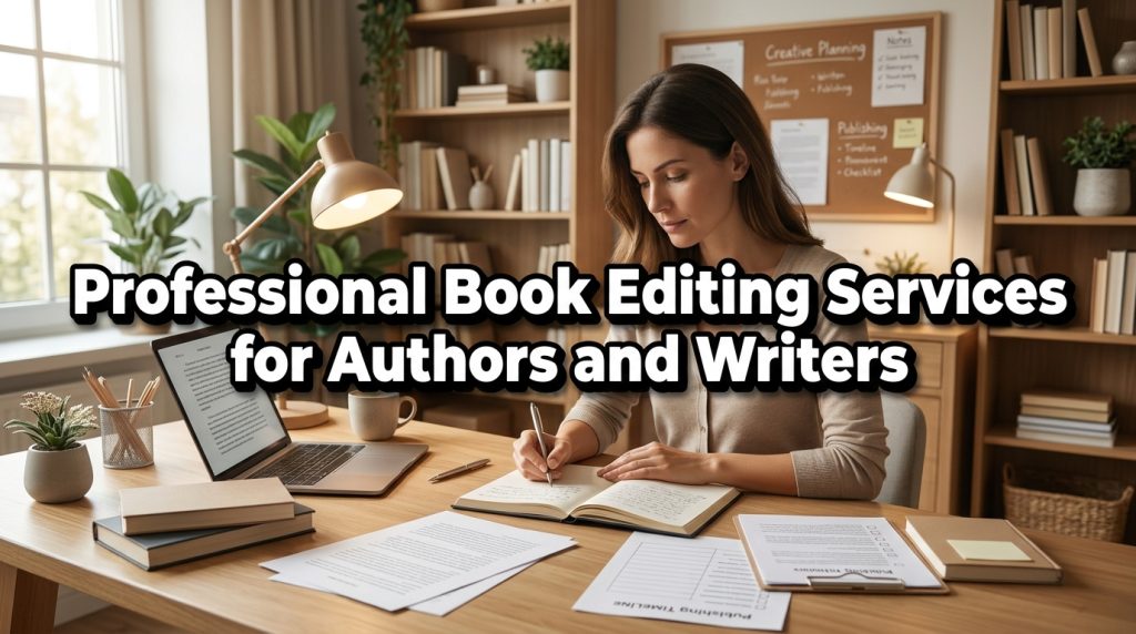 Professional book editing services for authors and writers workspace