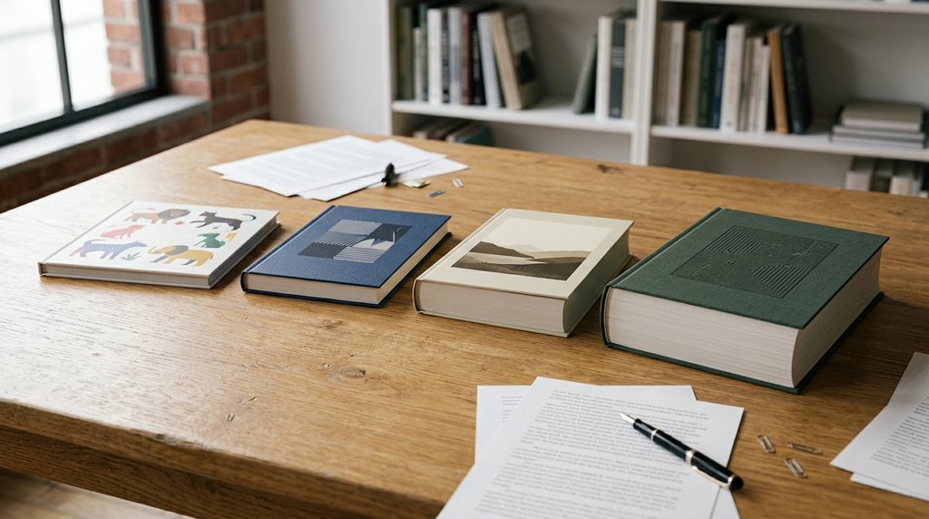 Different book types with varying writing timelines